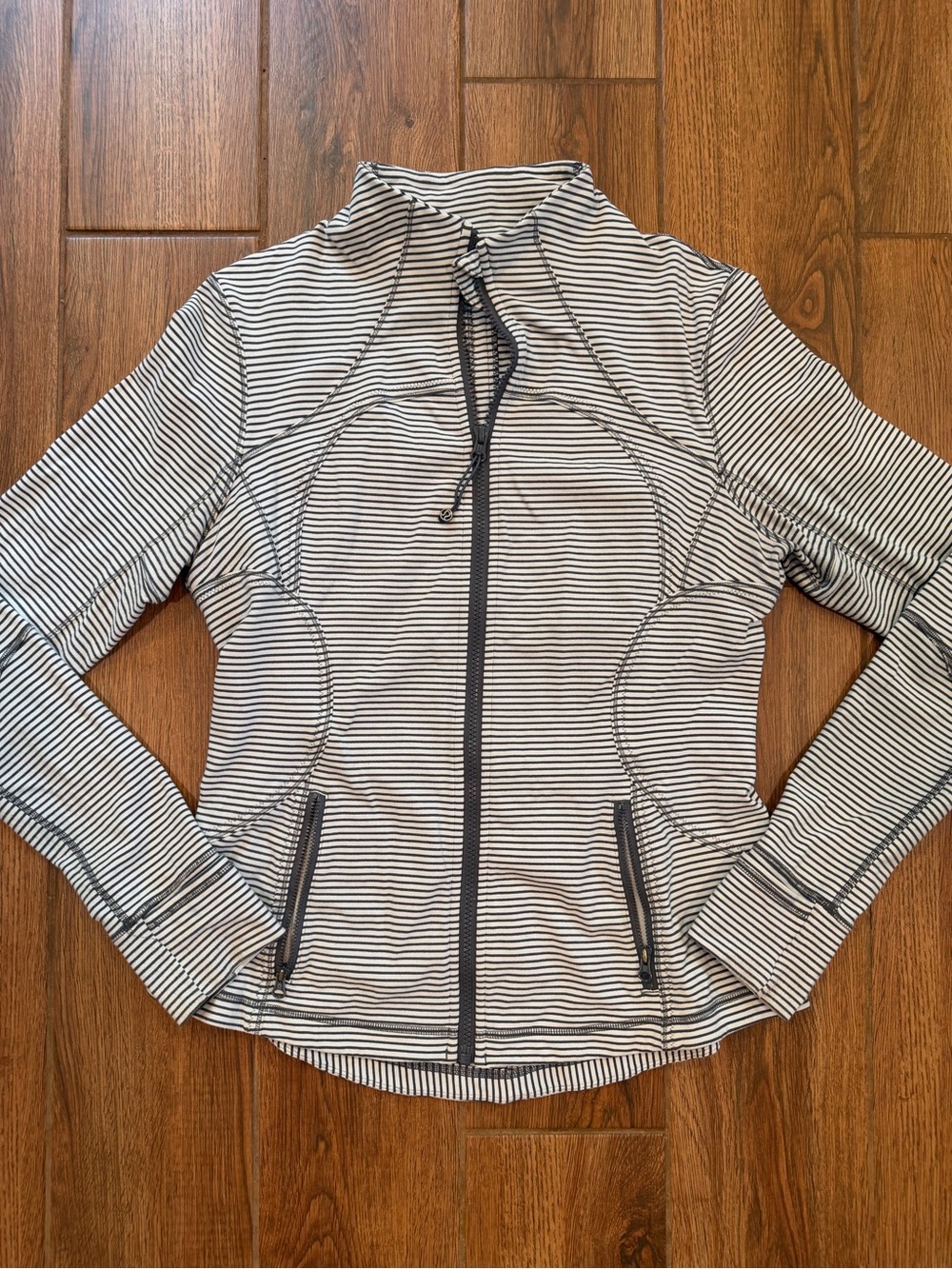 Lululemon Women’s Striped Full-Zip Jacket - Black & White / small